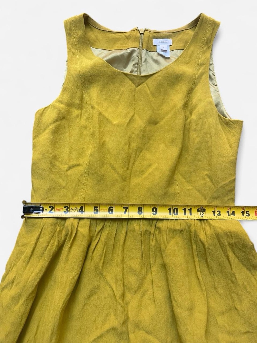 J.Crew Mustard Yellow Heather Chartreuse Hilary Fit & Flare Elegant Dress Sz 4 - Picture 7 of 9